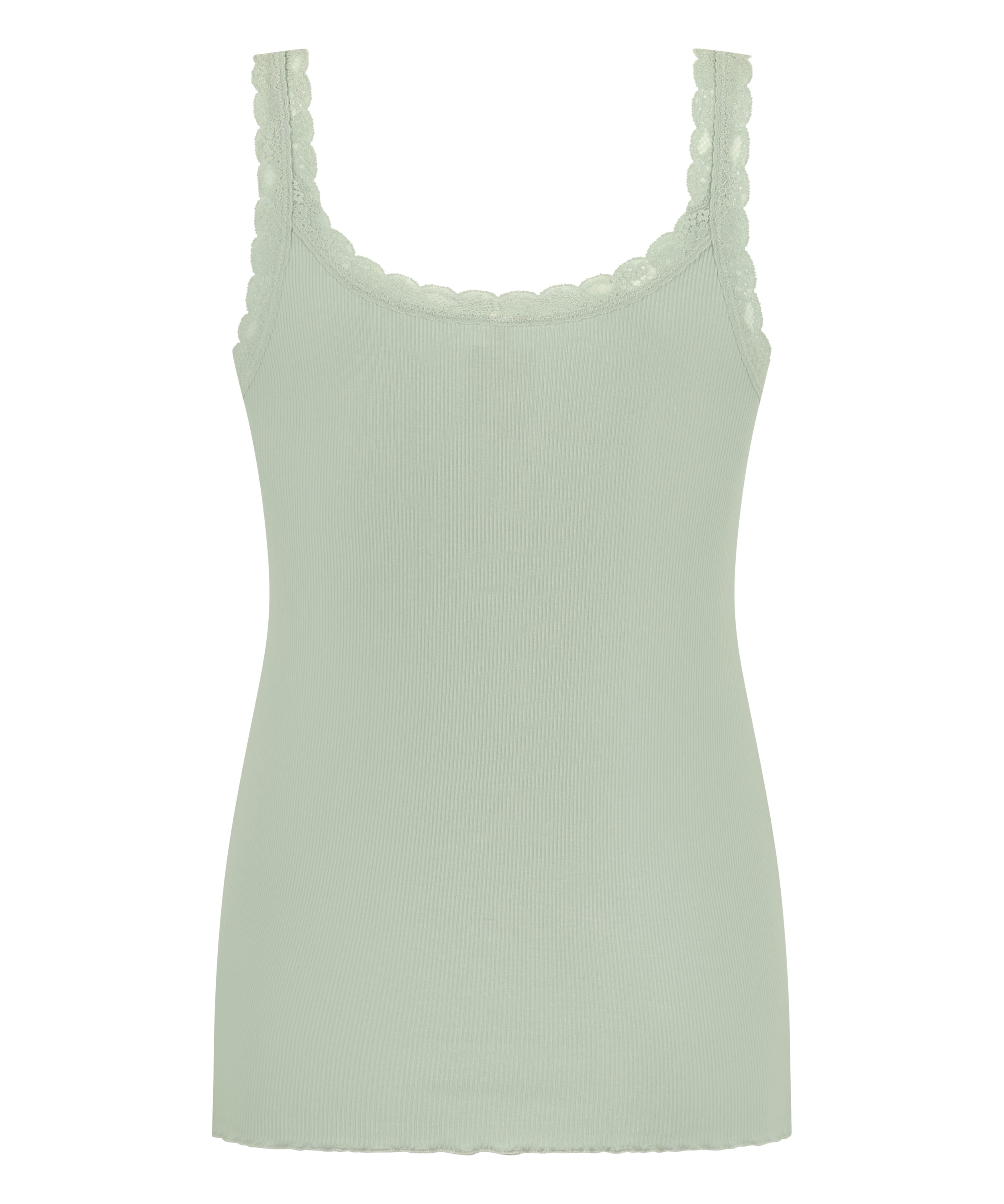 Singlet Rib Jersey Lace, Green, main