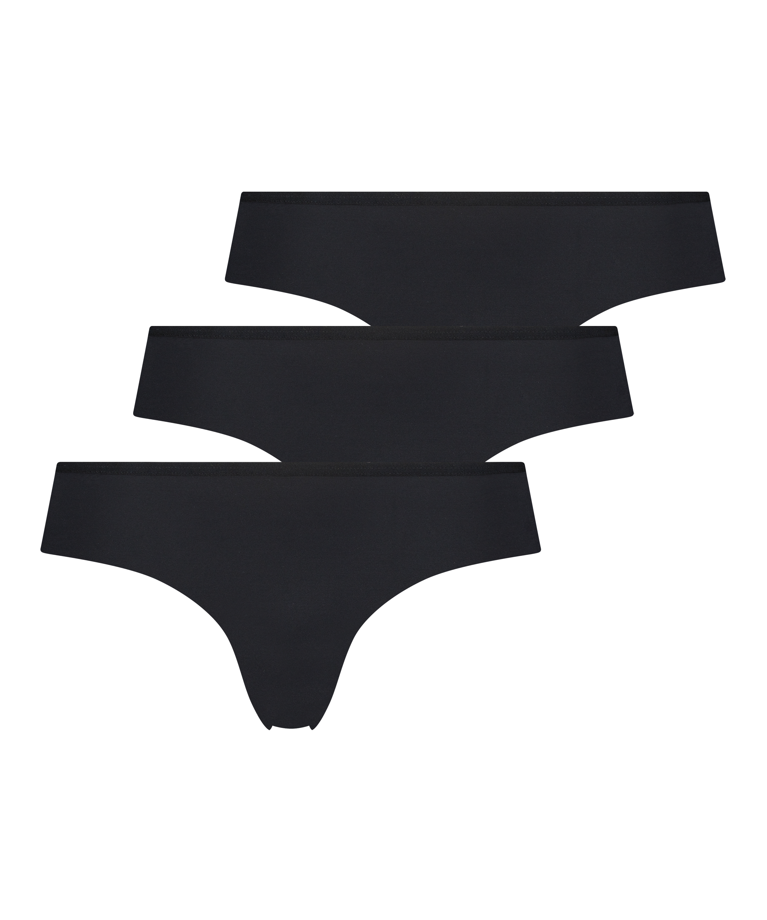 3-pack invisible Brazilian, Black, main