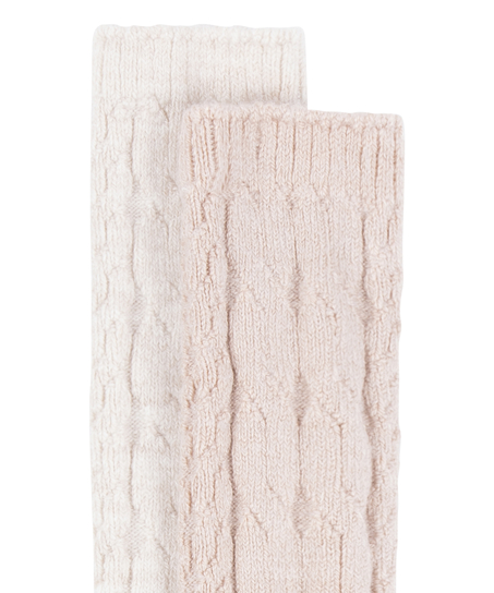 2 Pair Long Socks, Beige