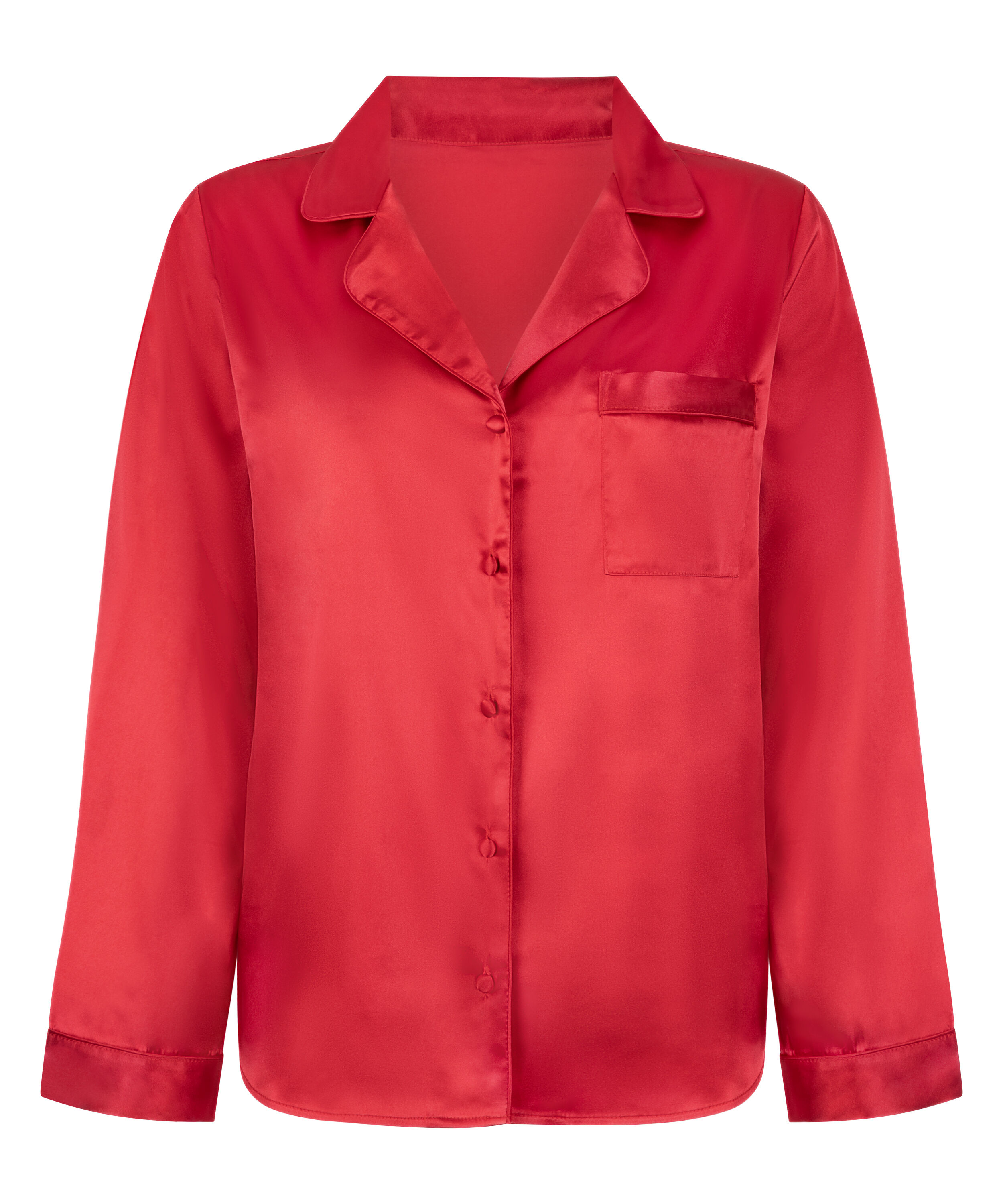 Satin Long-Sleeved Jacket, Red