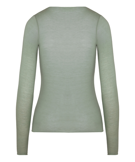 super soft Lace V-Neck shirt with Cashmere, Green