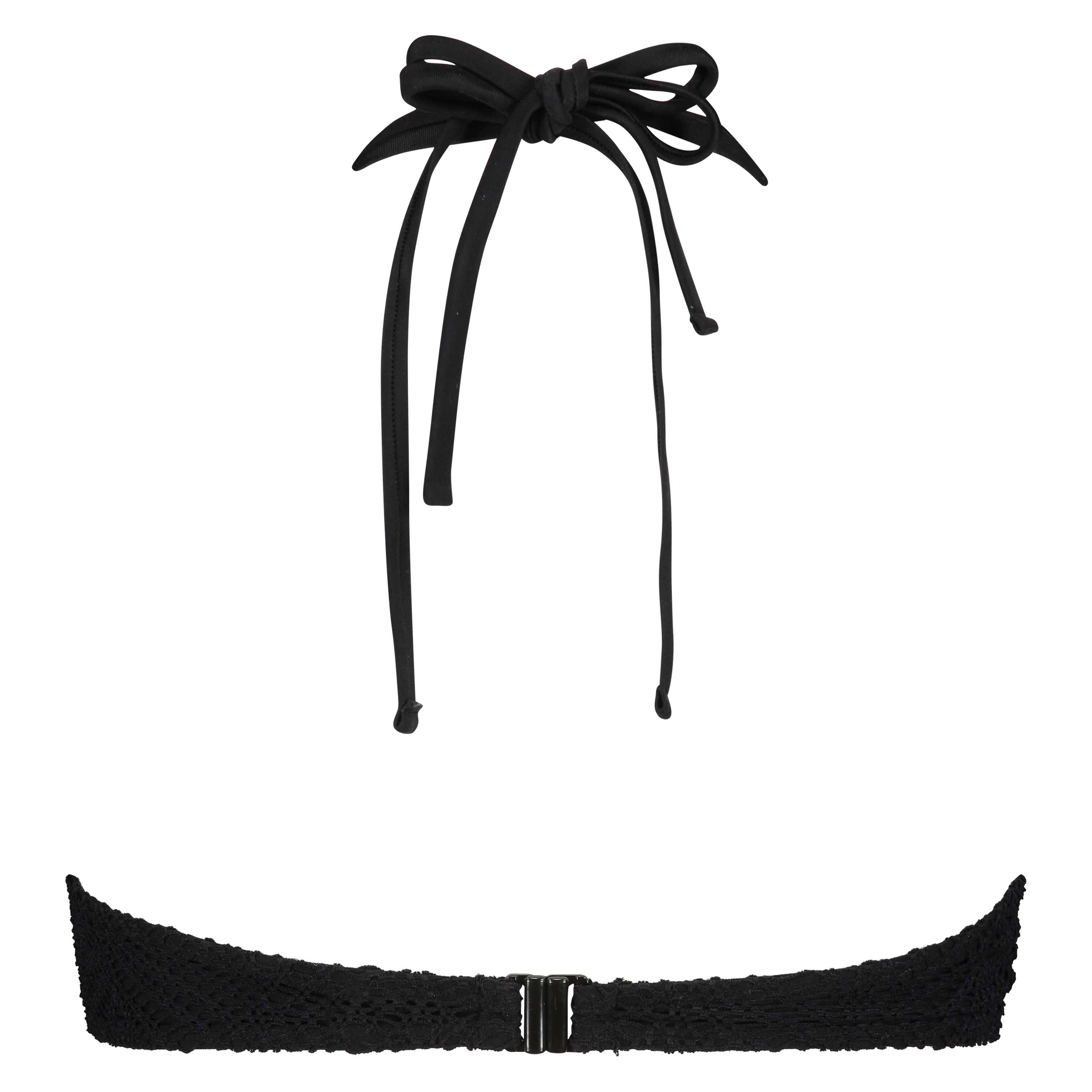 Crochet Bikini Top, Black, main