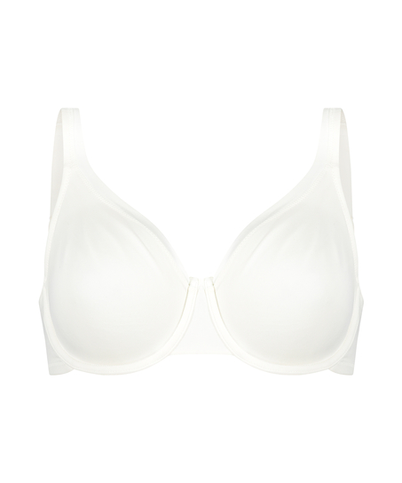 Satin Fleece Non-Padded Underwired Bra, White