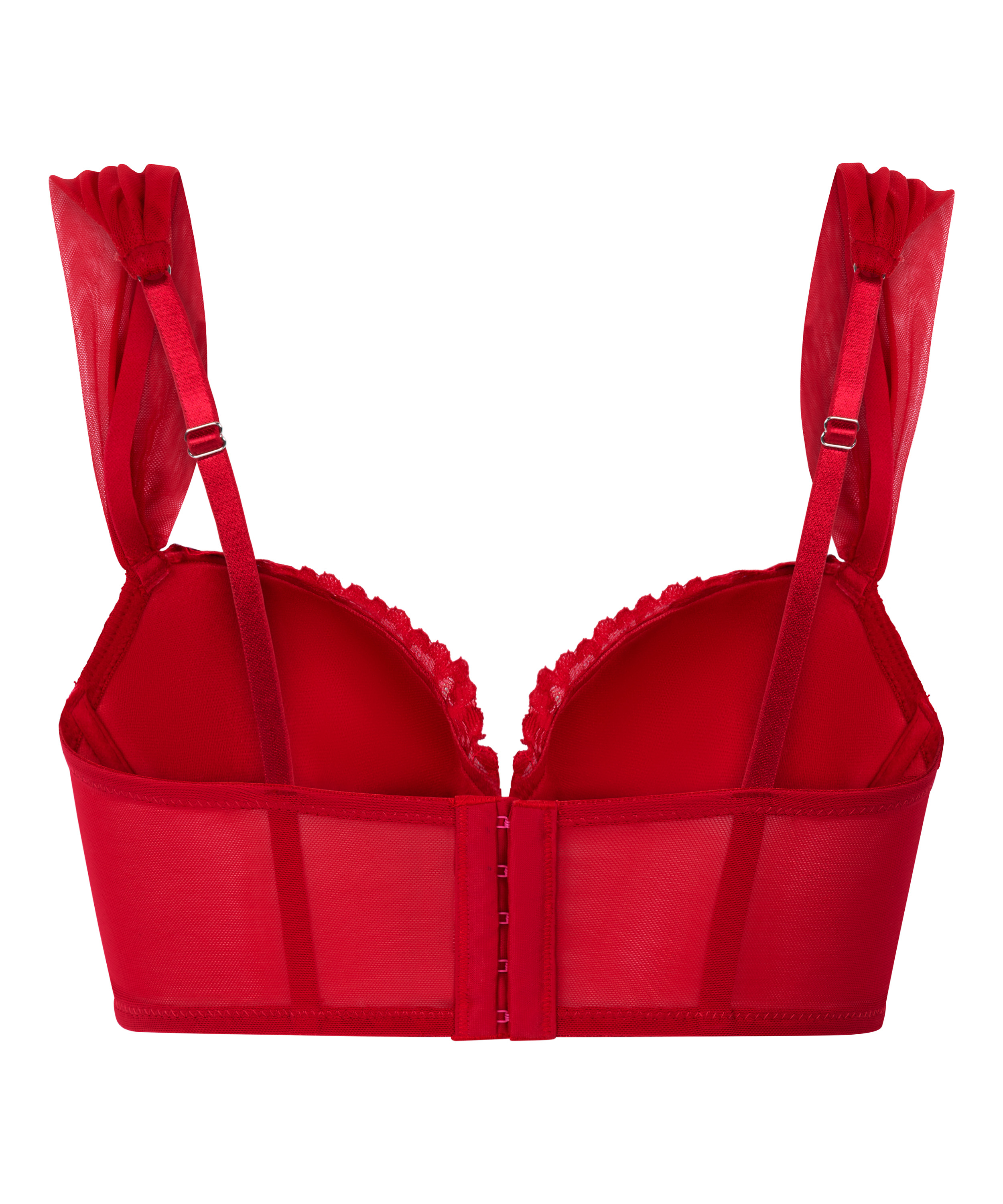 Whitney Padded Underwired Longline Bra, Red, main