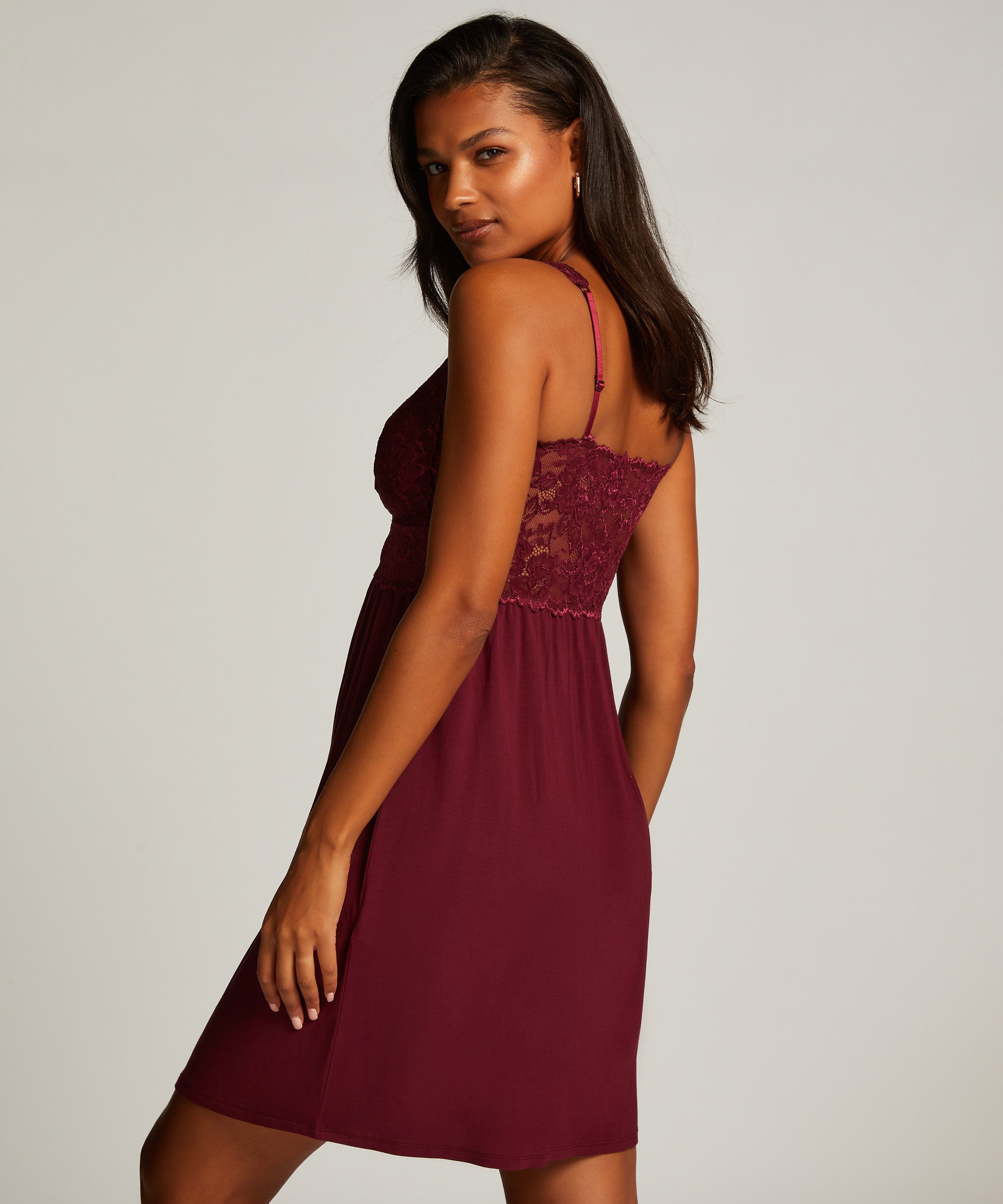 Nora Lace Slip Dress, Purple, main
