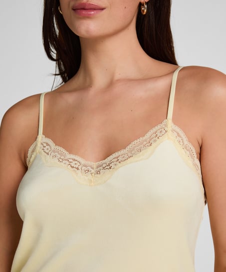 Velours Lace Cami Top, Yellow