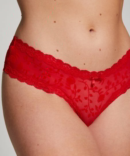 V-shaped Brazilian knickers mesh, Red