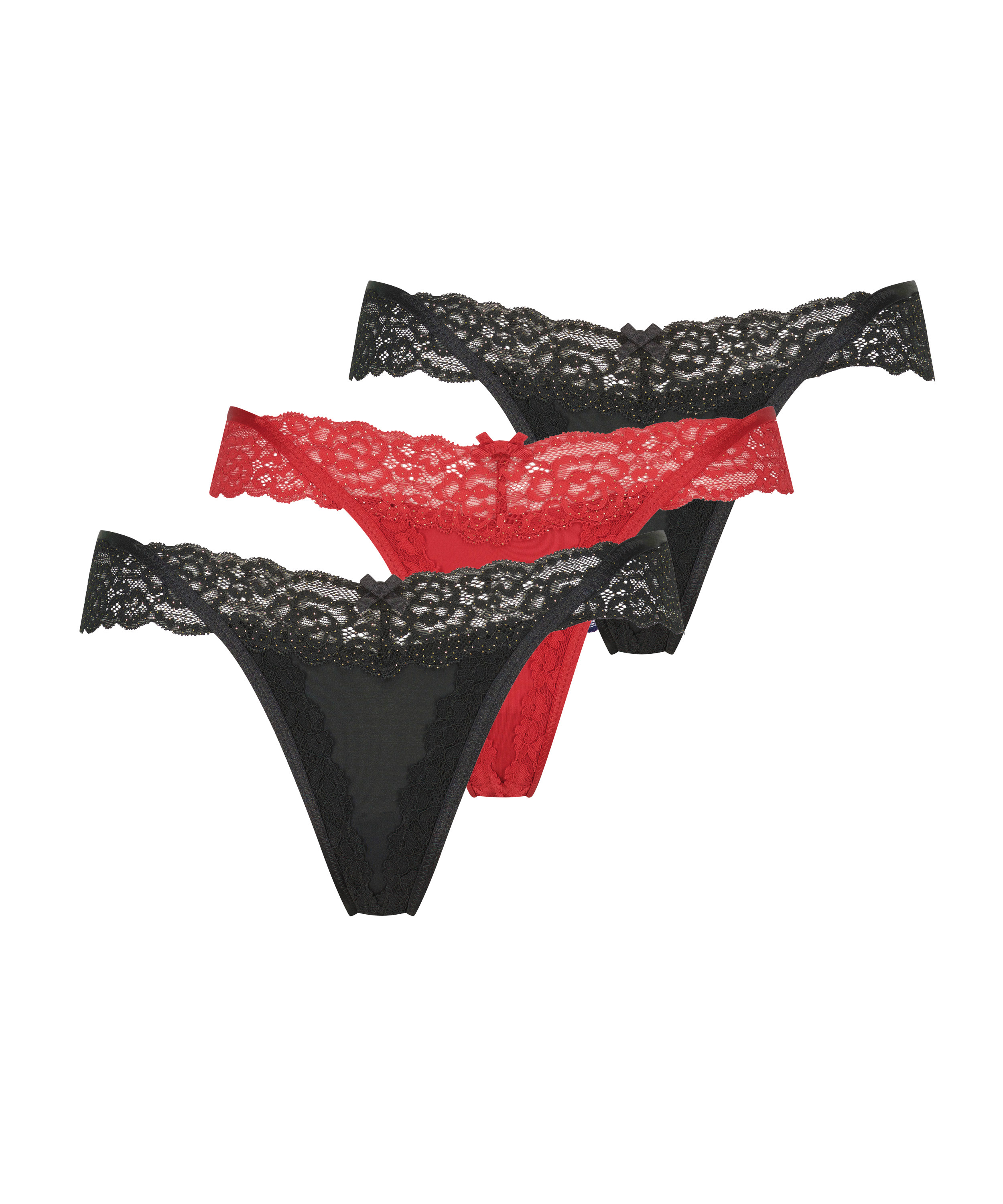 3-pack Willow Thong, Black, main