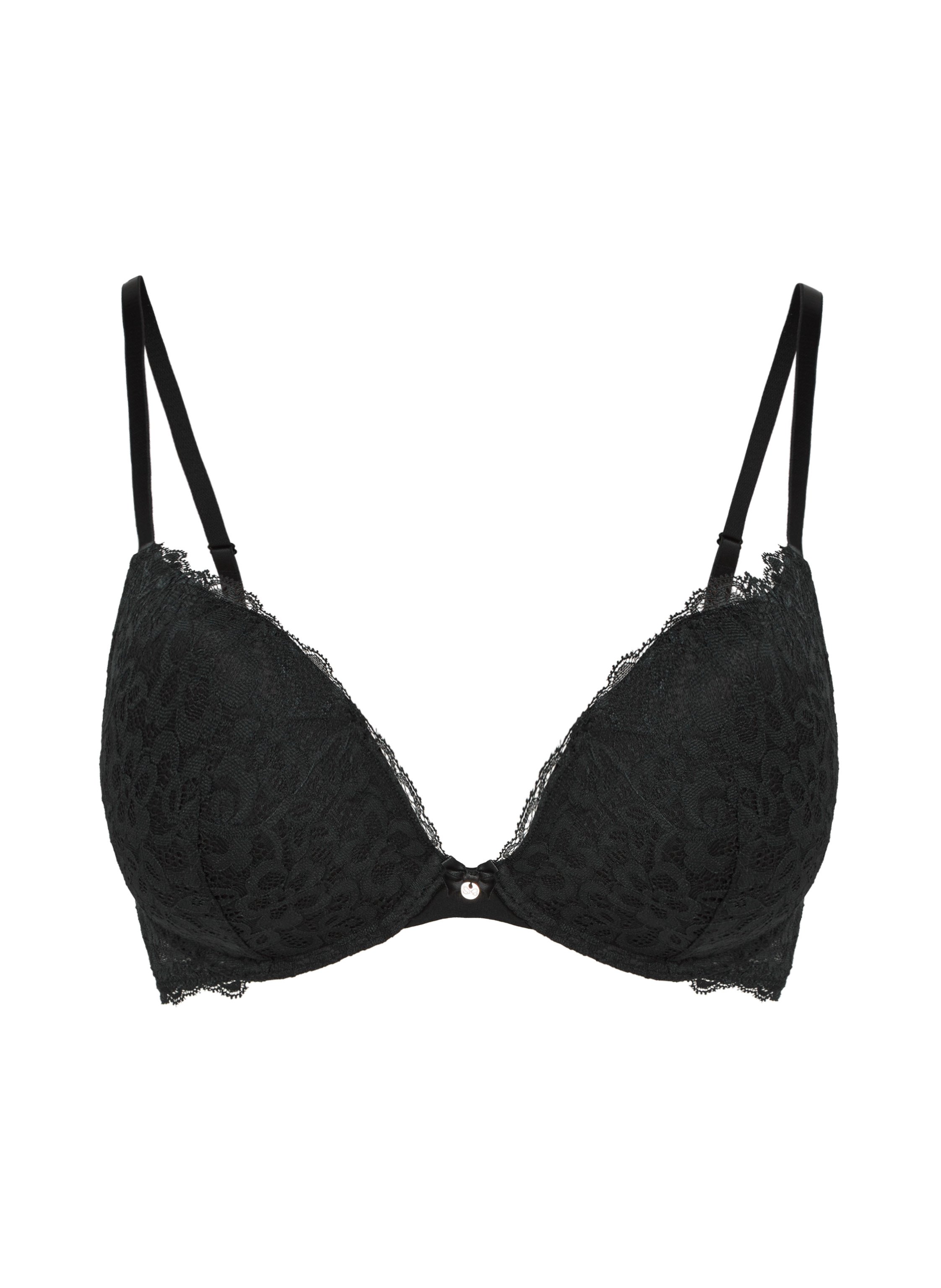 Marine Padded Push-Up Underwired Bra, Black, main