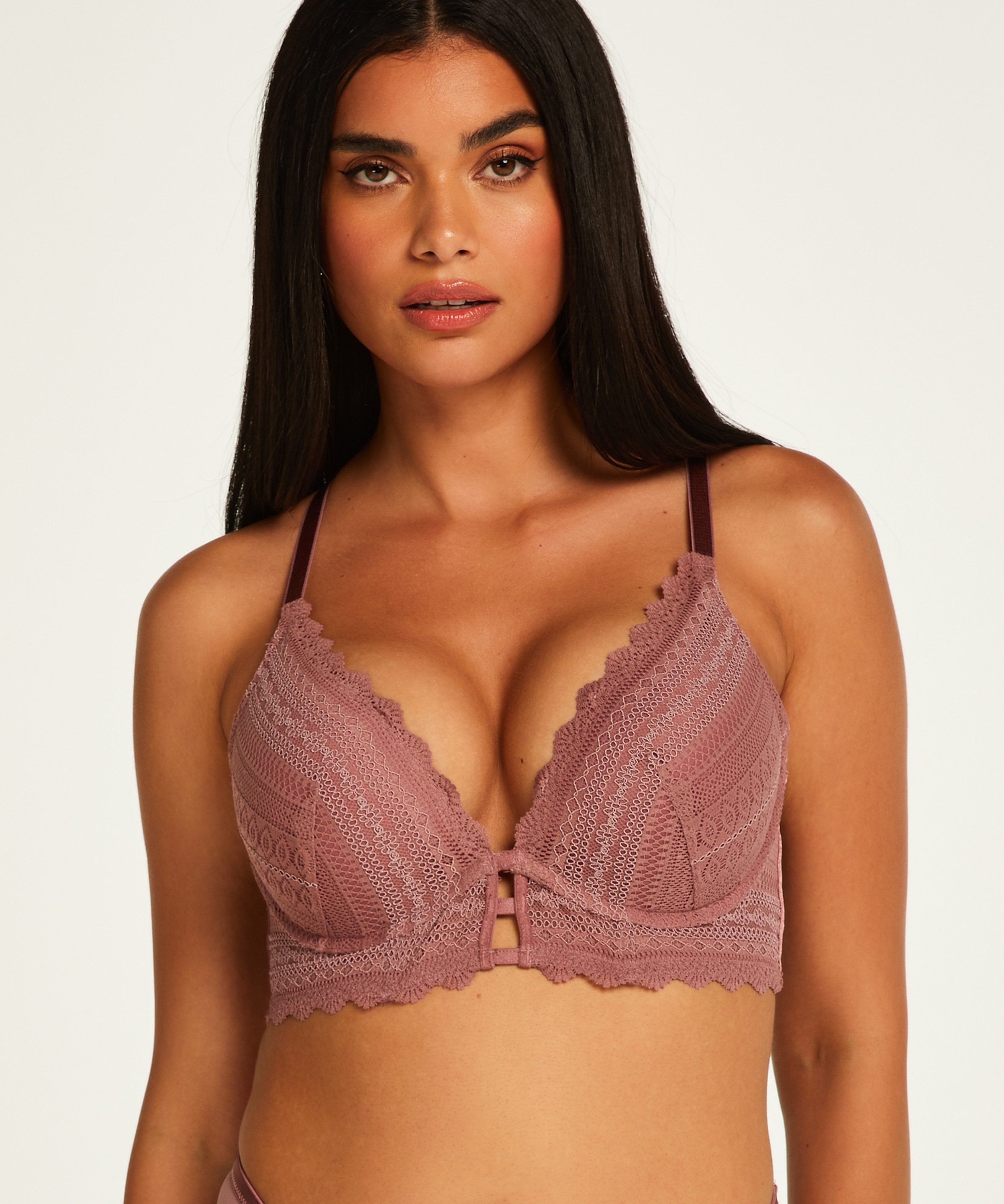 Chynna padded push-up longline underwired bra, Purple, main