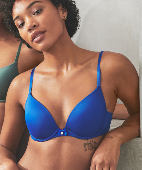 Plunge Padded Underwired Bra, Blue