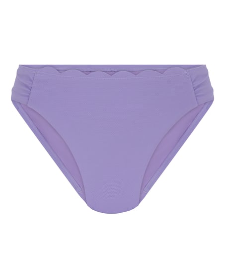 Scallop High-Leg Bikini Bottoms, Purple