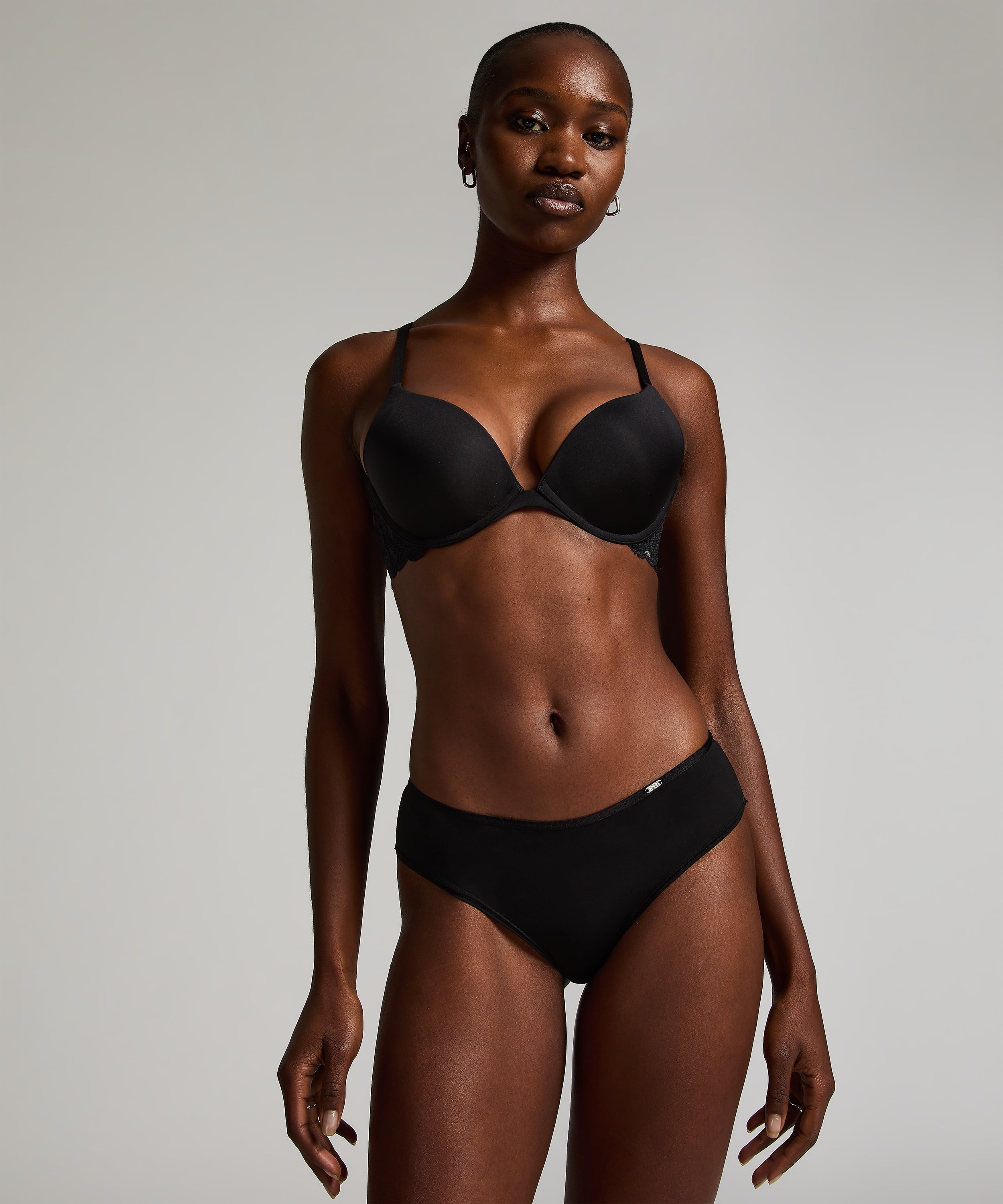 Angie Padded Underwired Push-Up Bra, Black, main