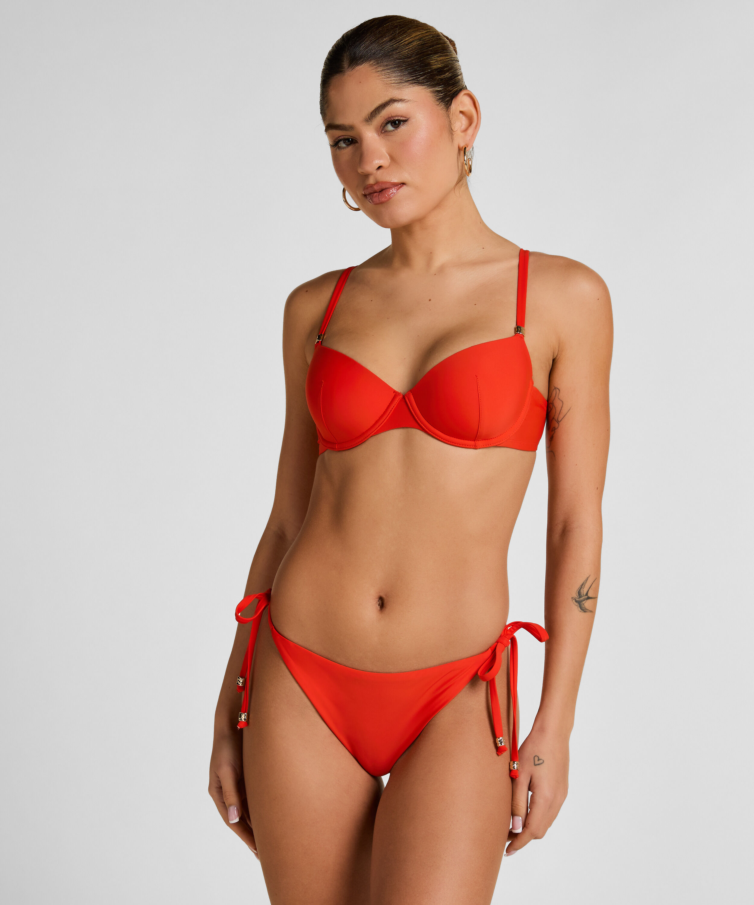 Luxe Padded Underwired Bikini Top, Red