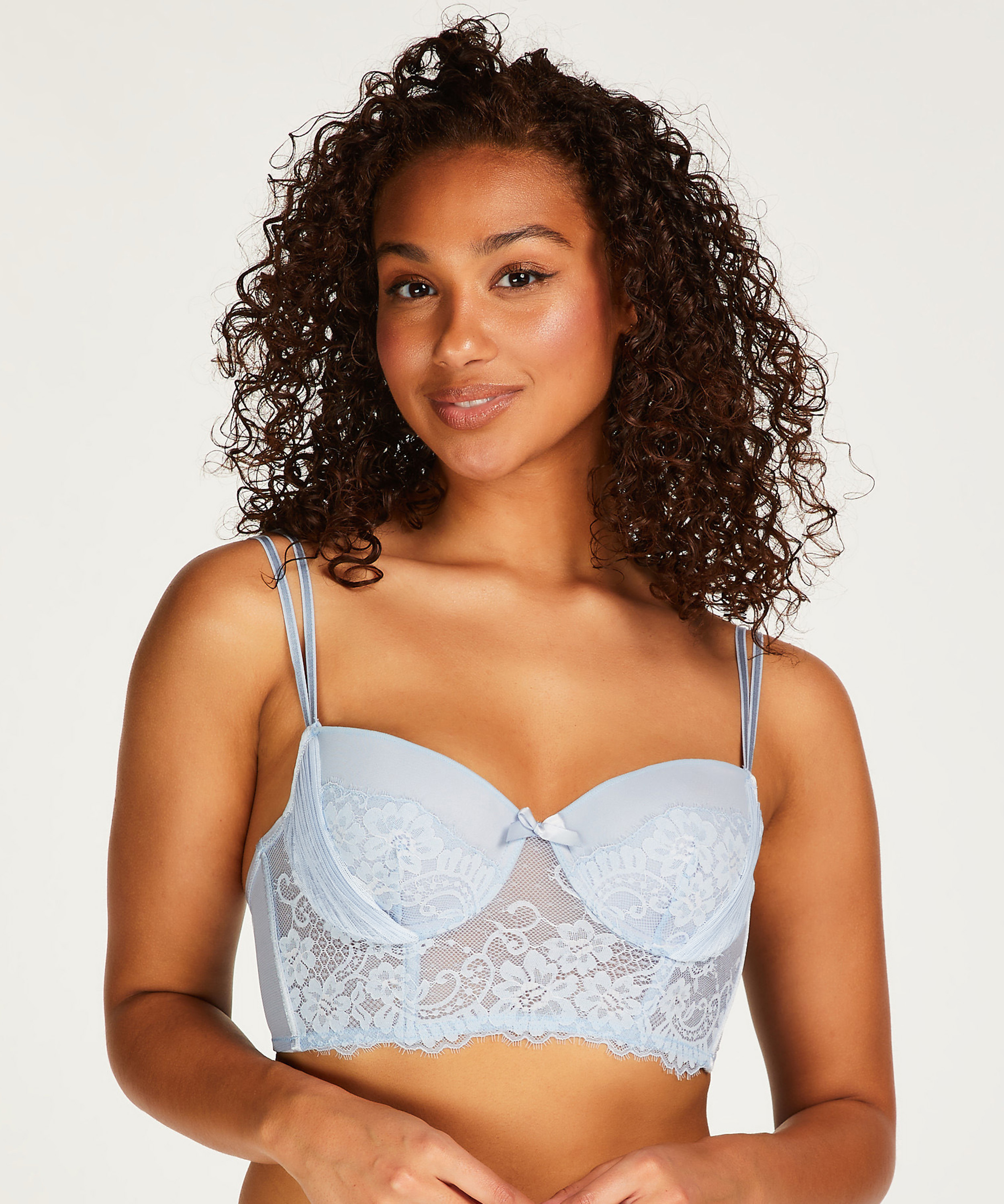 Catrin Padded Longline Underwired Bra, Blue, main