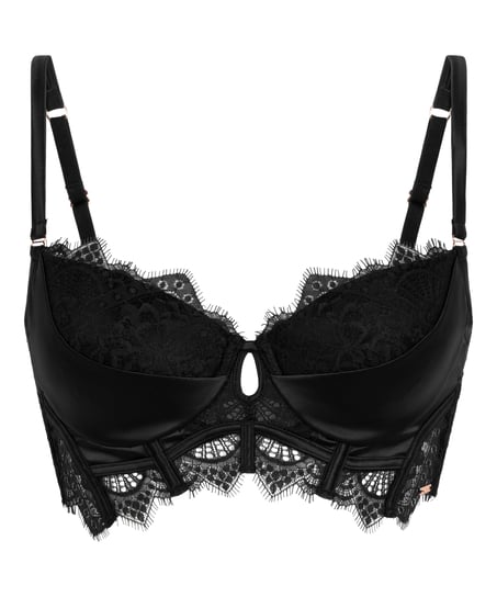 Zoe Padded Longline Underwired Bra, Black