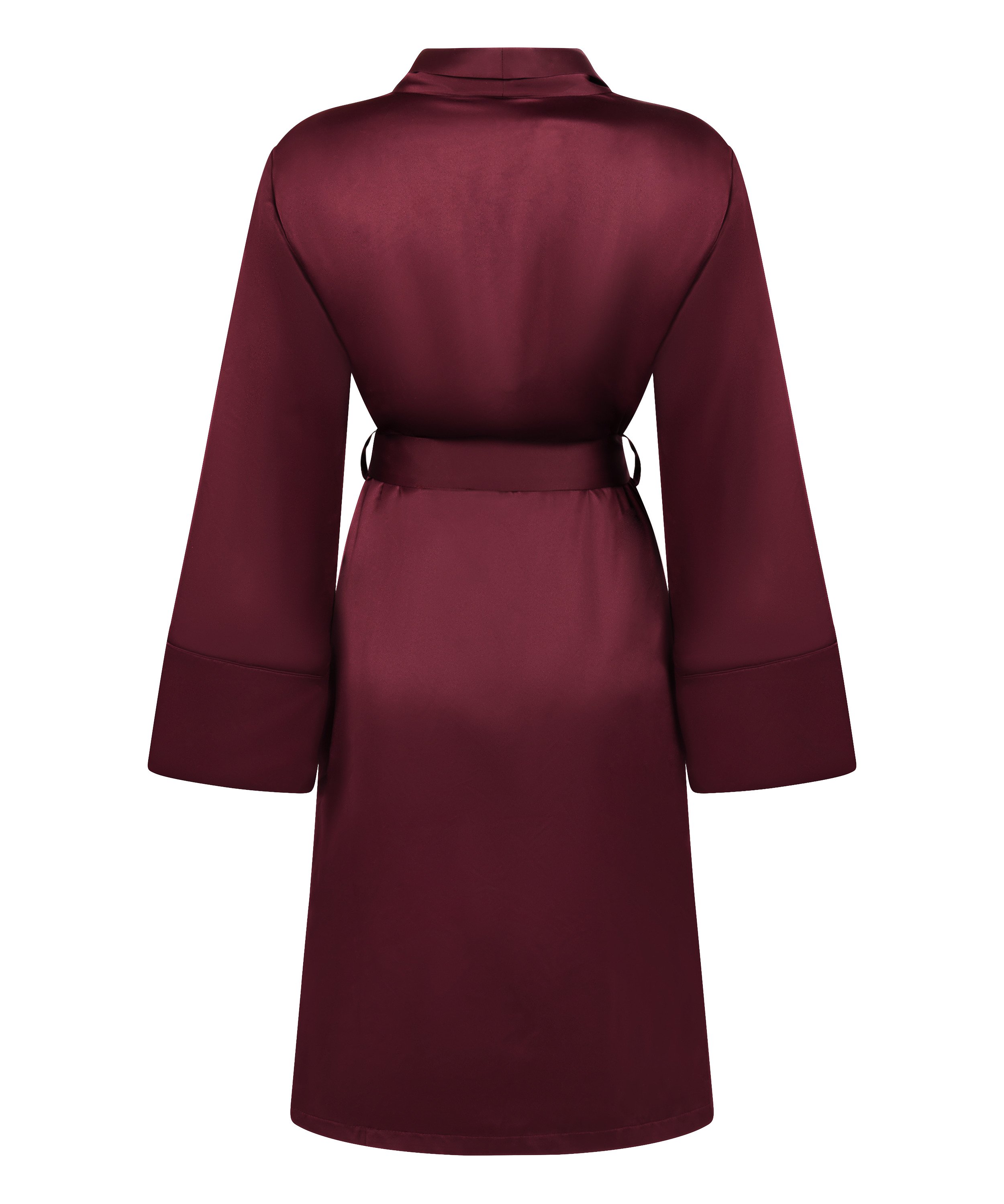 Satin Fleece Bathrobe, Red, main