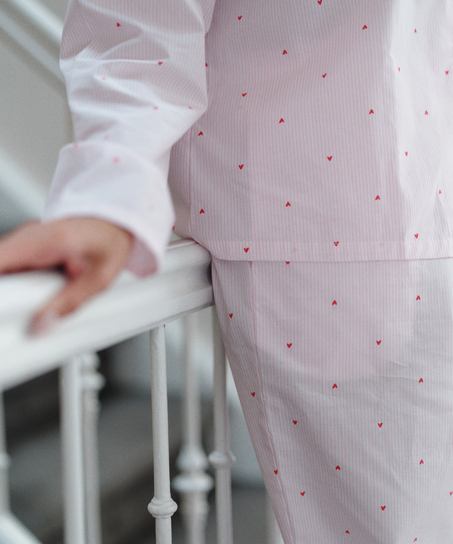 Pant Cotton Stripe Heart, White