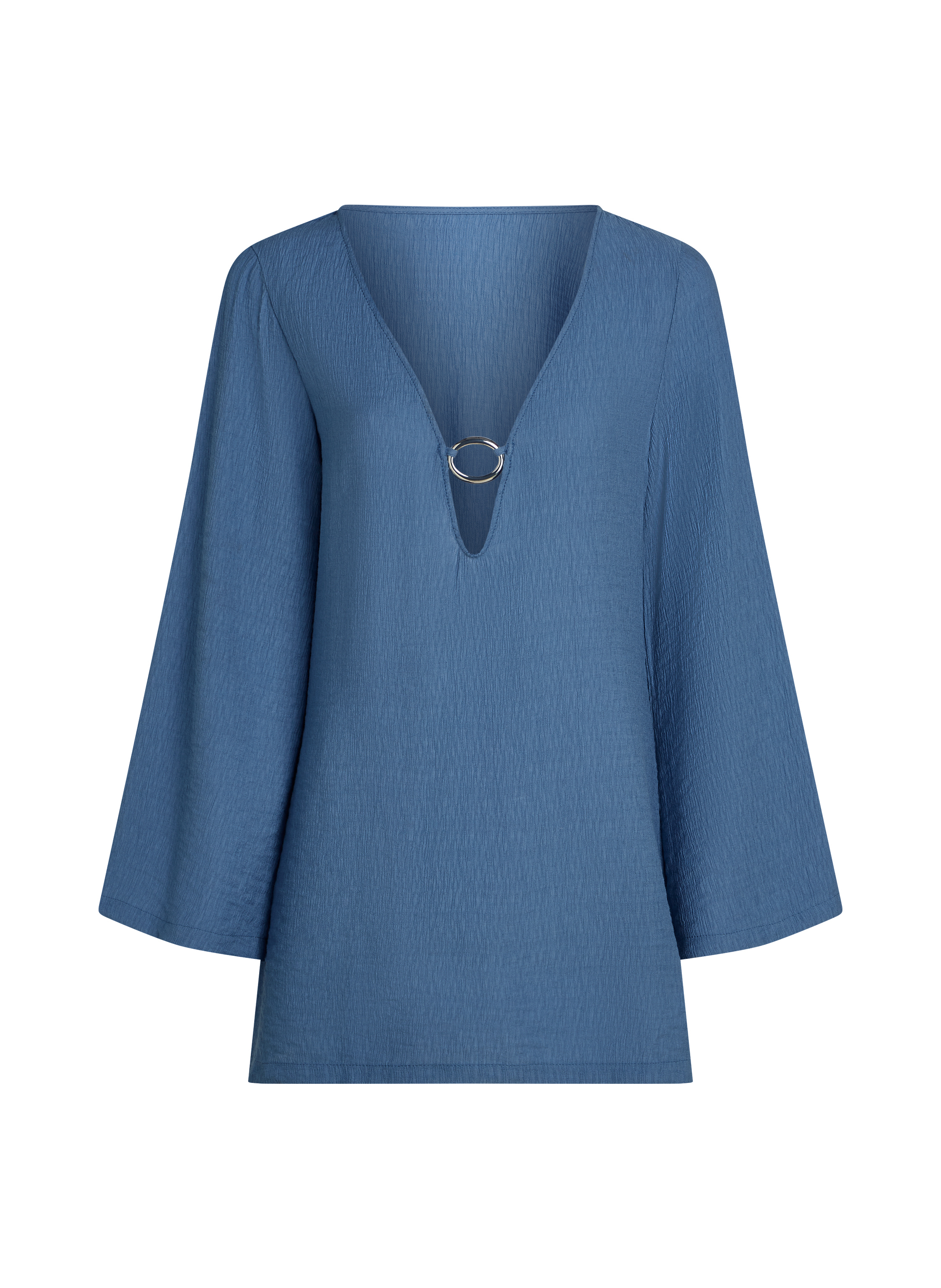 Beach Long-Sleeved Ring Dress, Blue, main