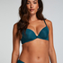 Plunge Padded Underwired Bra, Blue
