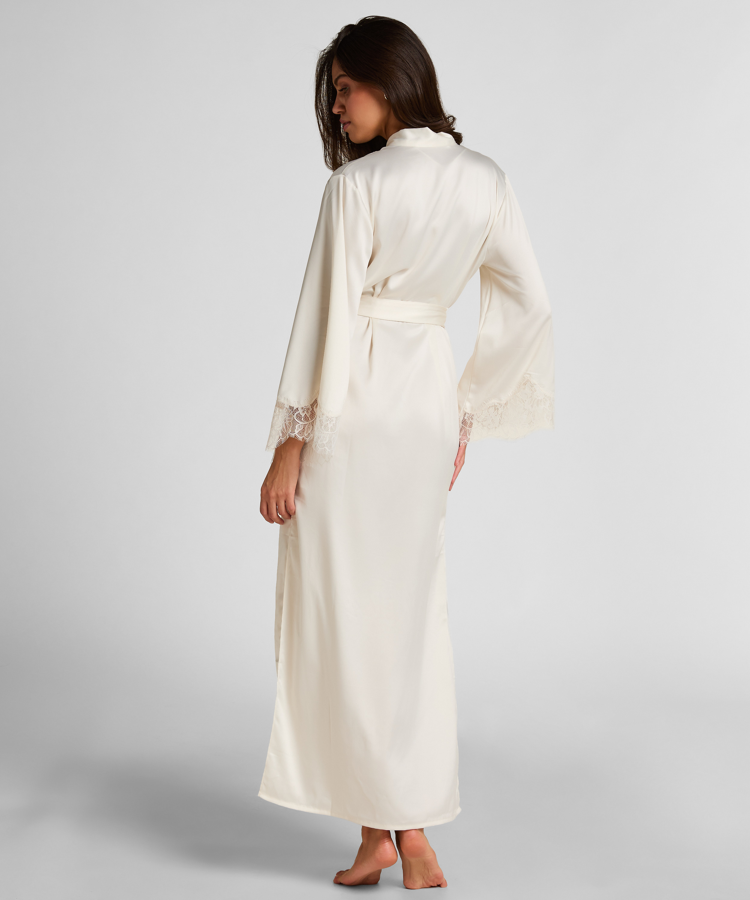 Kimono Long Satin Valerie, White, main