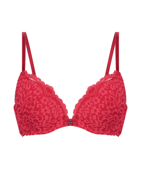 Rose padded push-up bra, Red