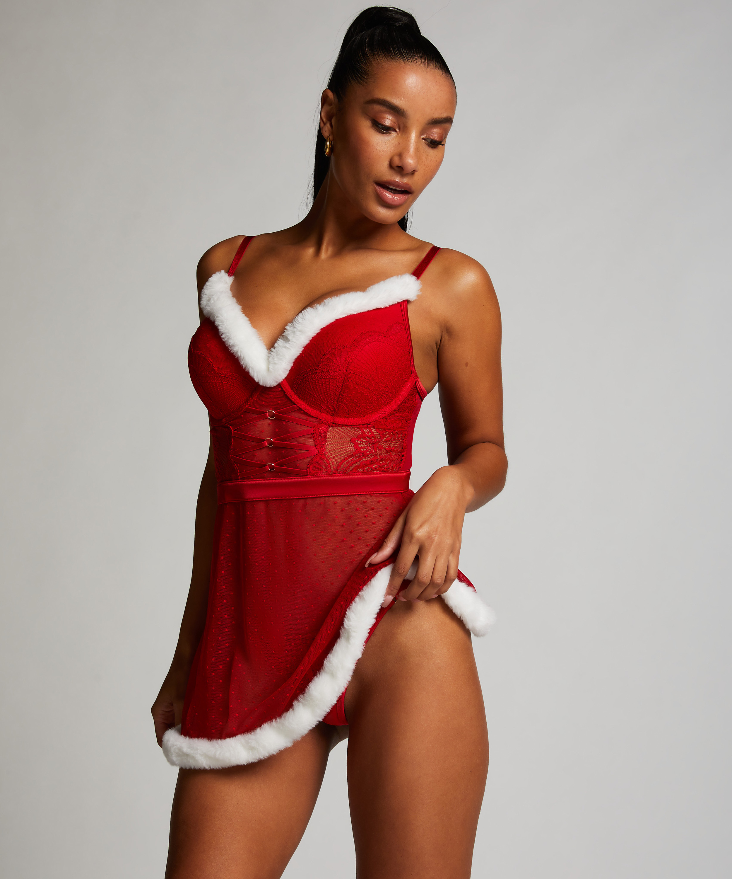 Sexy Santa Wired Slip Dress, Red, main
