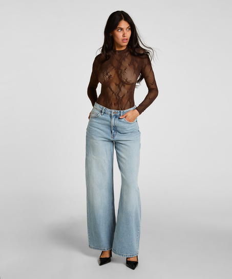 All Over Lace Body, Brown