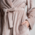 Short Fleece Ribbed Bathrobe, Beige