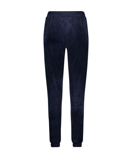 Velour Jogging Pants Pin-tucked, Blue