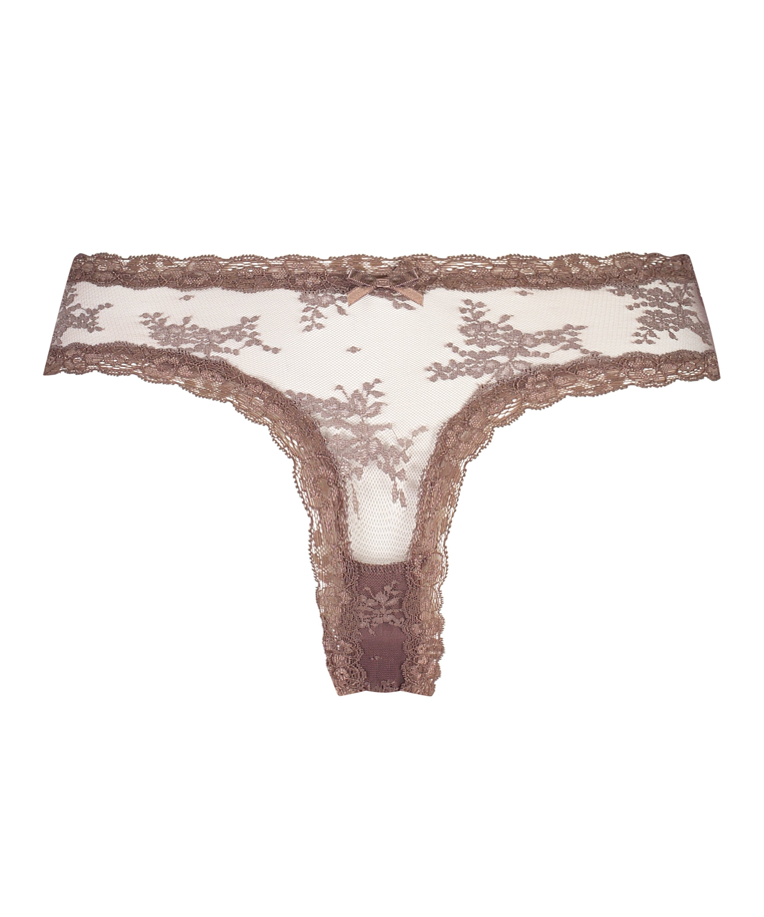 V-shaped Brazilian knickers mesh, Brown, main