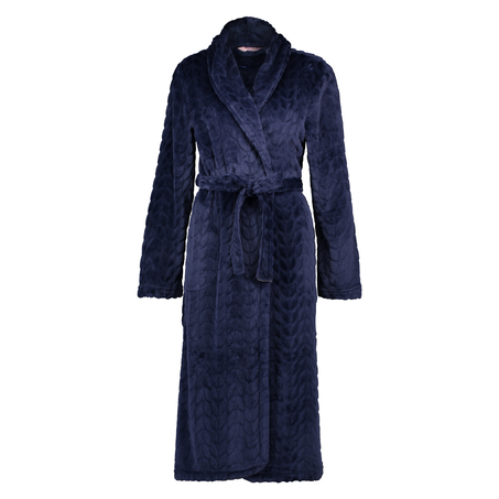 Leaves Fleece Bathrobe, Blue