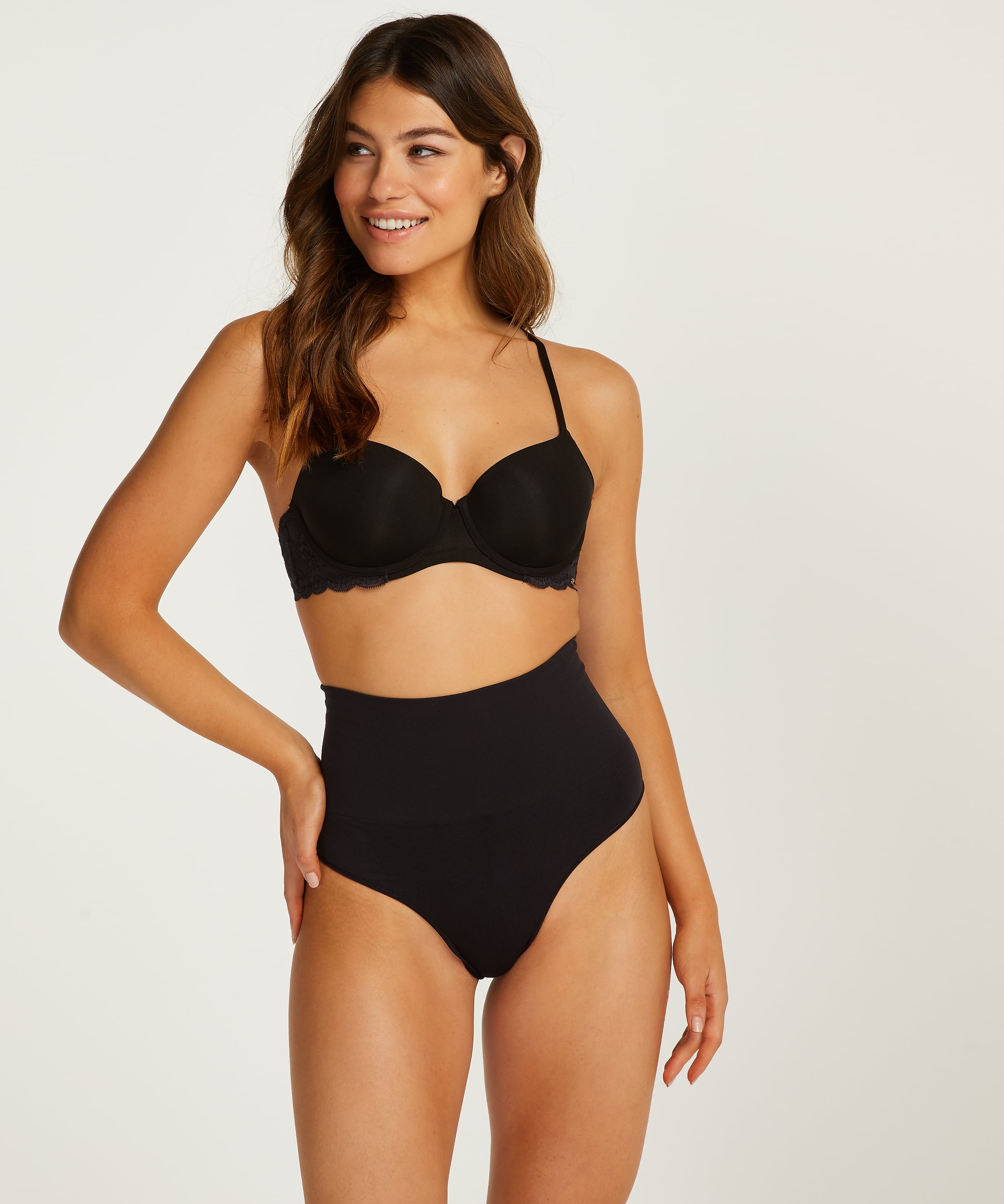 Firming high figure-control thong, Black, main