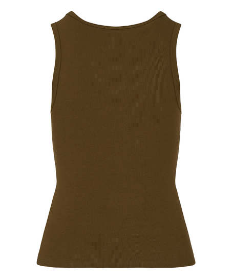 Singlet tanktop cotton rib, Green