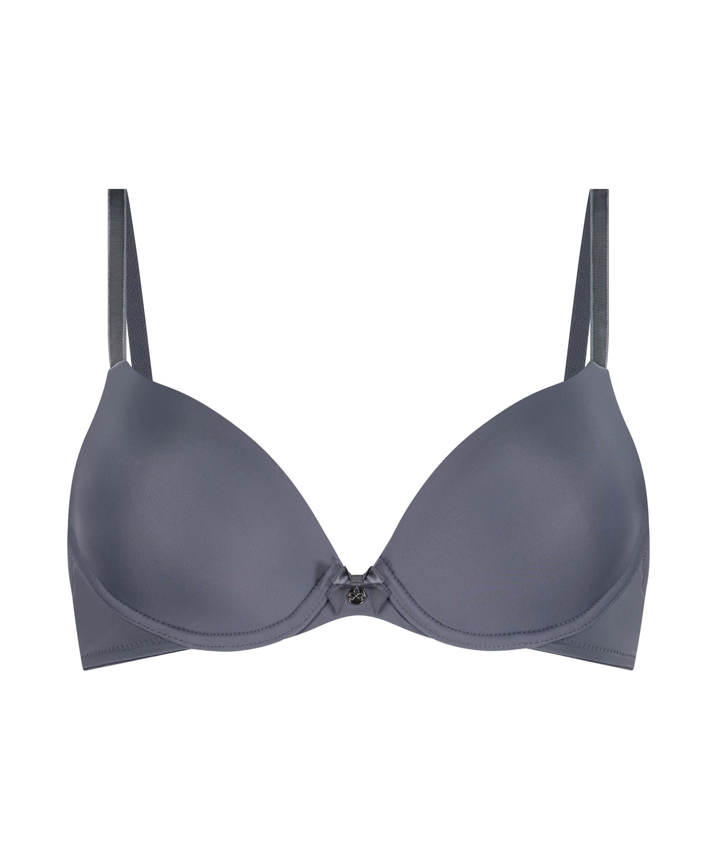 Plunge Padded Underwired Bra, Gray, main