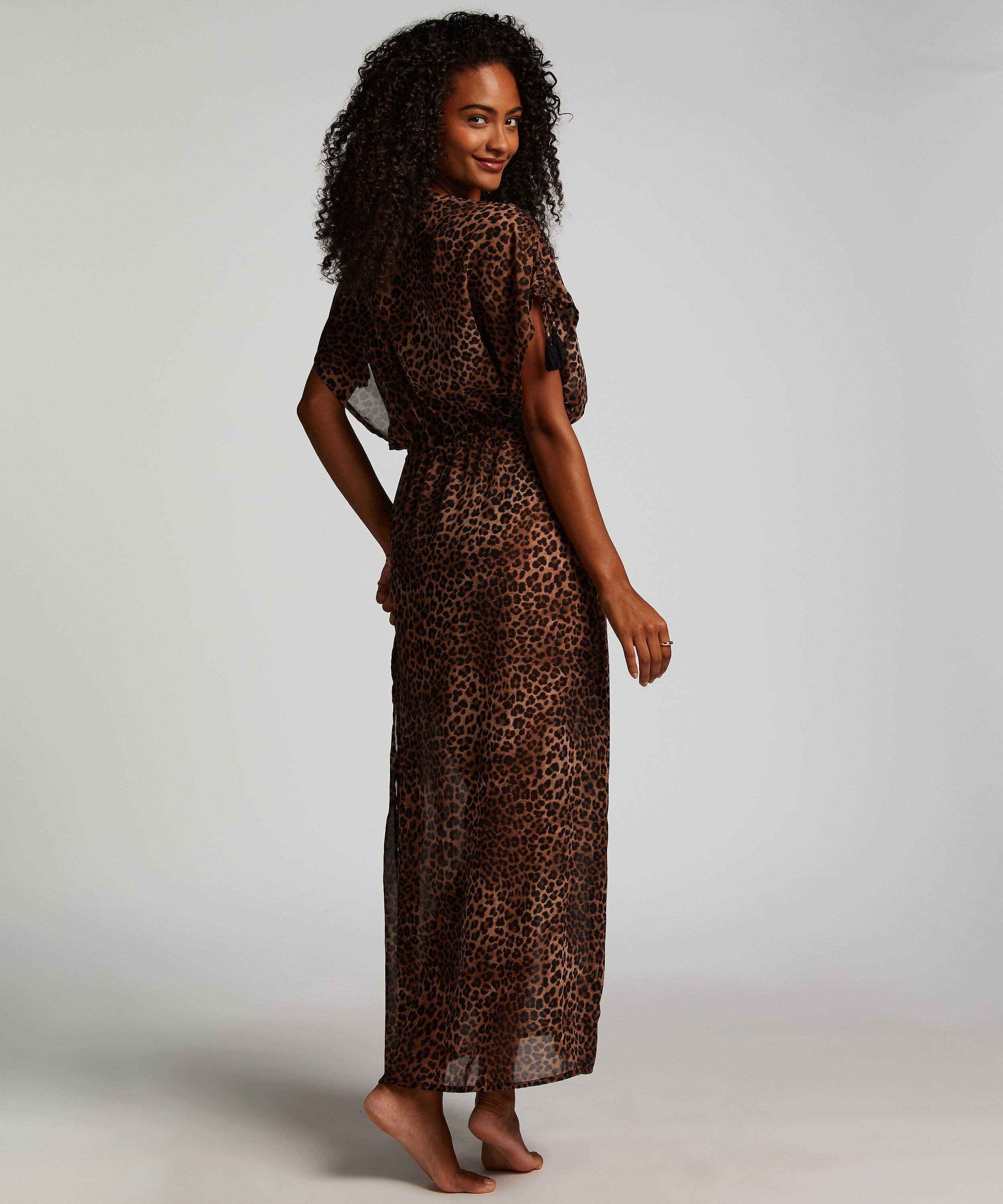 Sheer Kimono, Brown, main