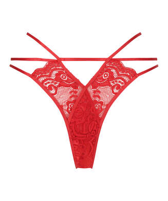 Remote Control Vibrating Lace Tanga Thong, Red