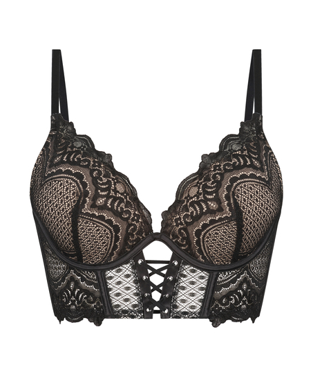 Lotta Padded Push-Up Longline Underwired Bra, Black