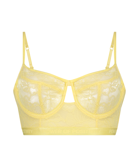 Fire non-padded longline underwired bra, Yellow