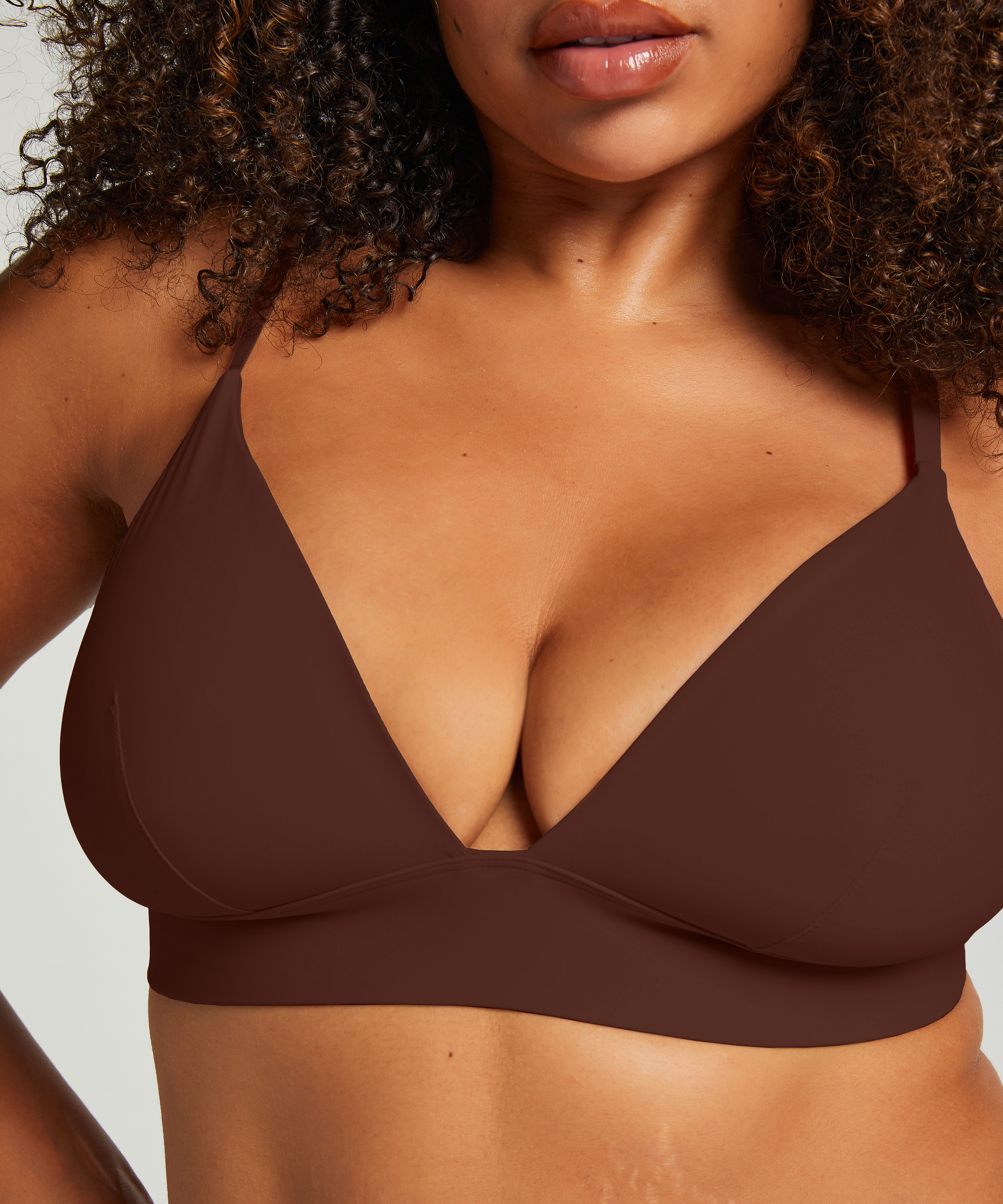 Smooth Triangle Bralette, Brown, main