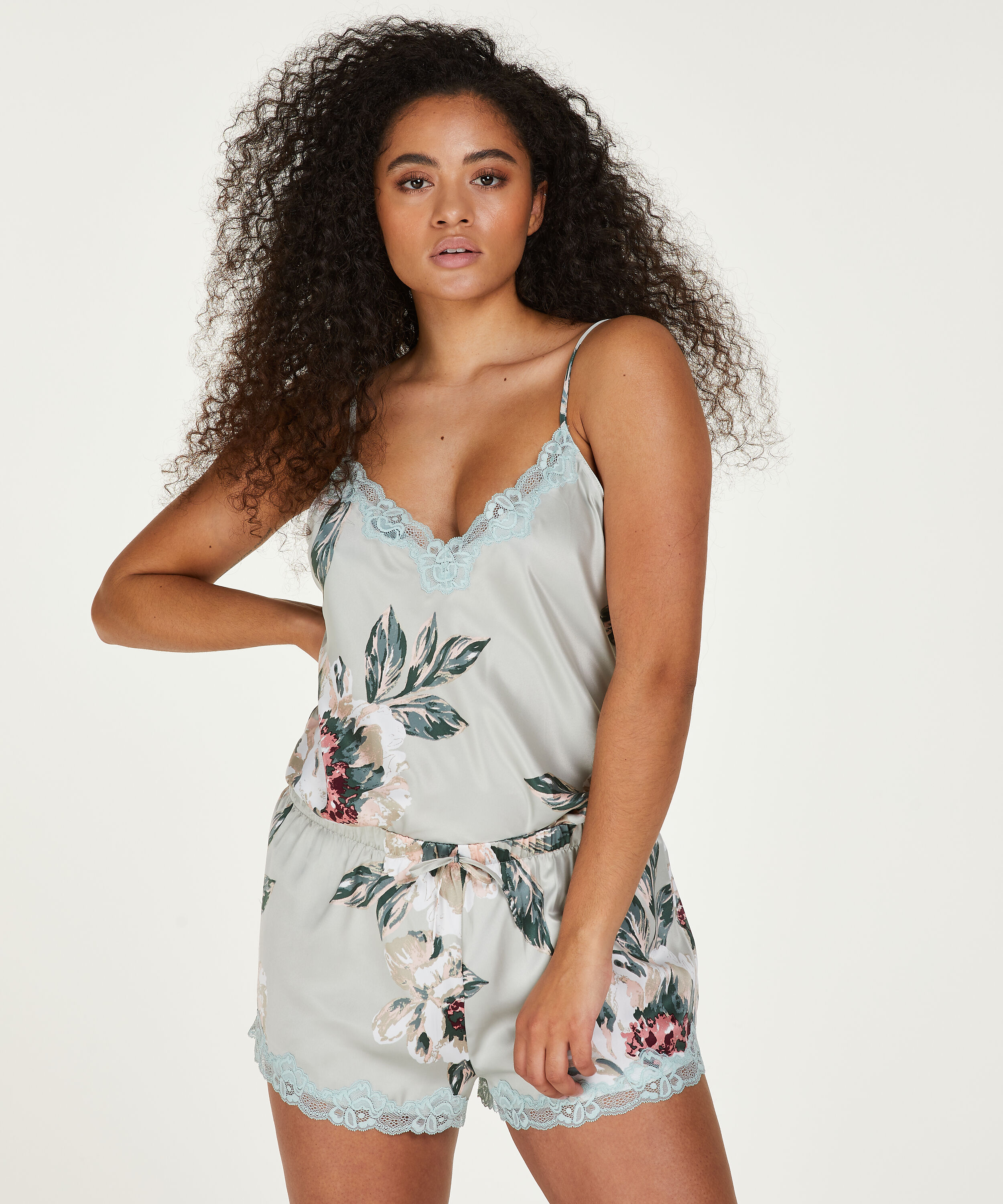 Satin Pyjama Shorts, Blue