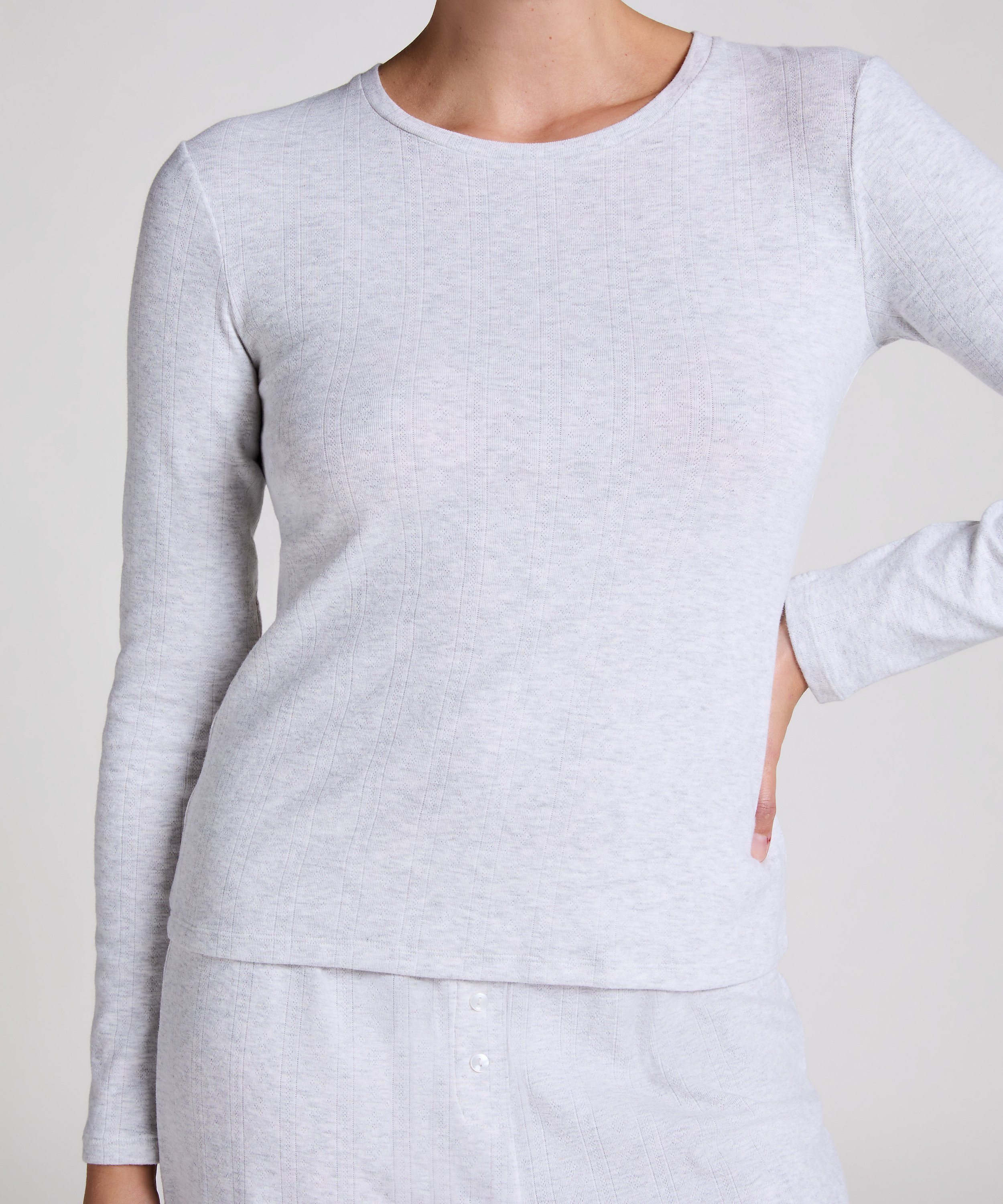 Pyjama top Pointelle, Gray, main