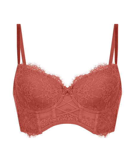 Arabella padded longline underwired bra, Red