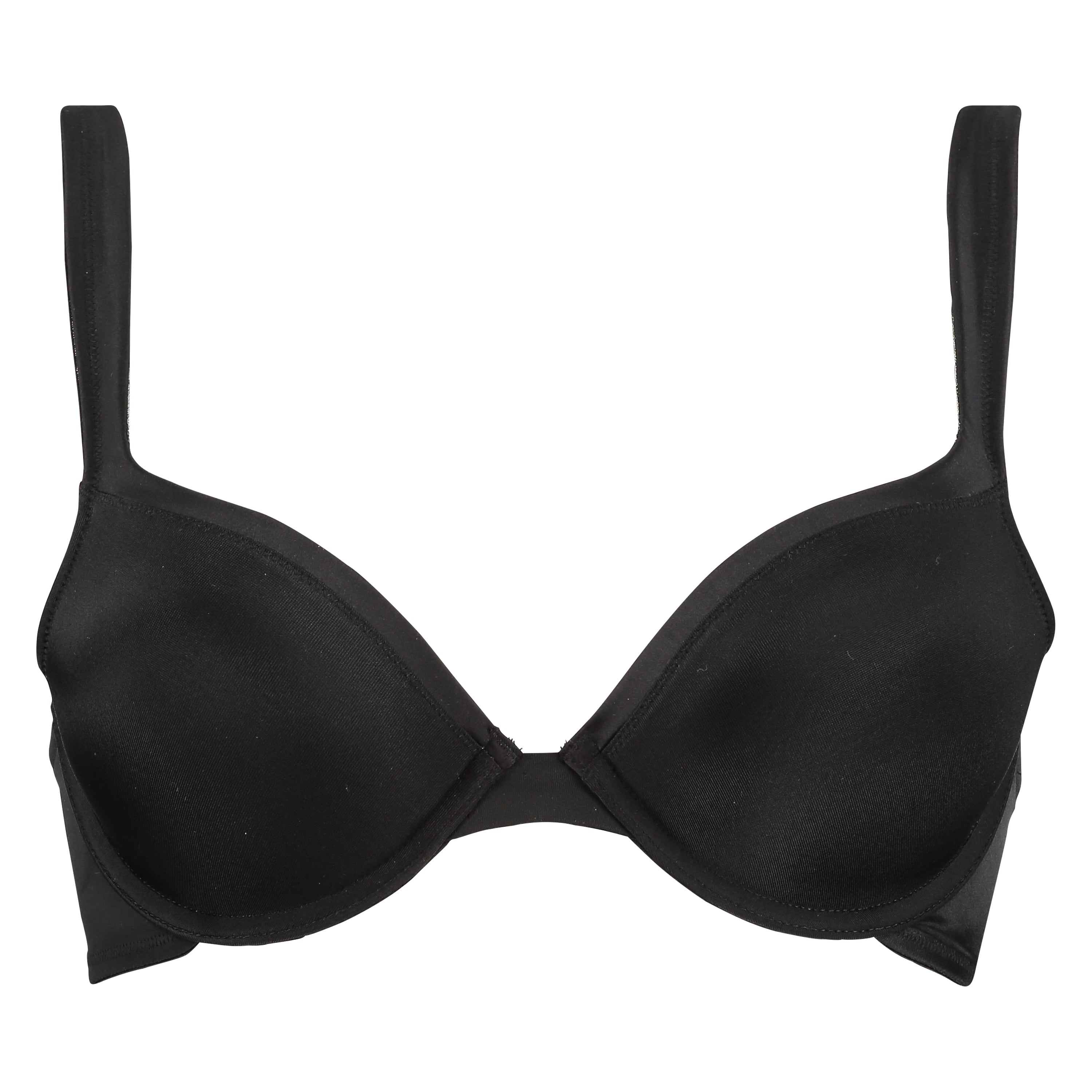 Padded Underwired Bra Satin Fleece, Black, main