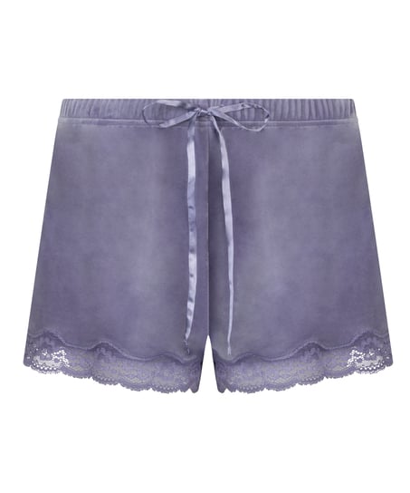 Velvet lace shorts, Purple