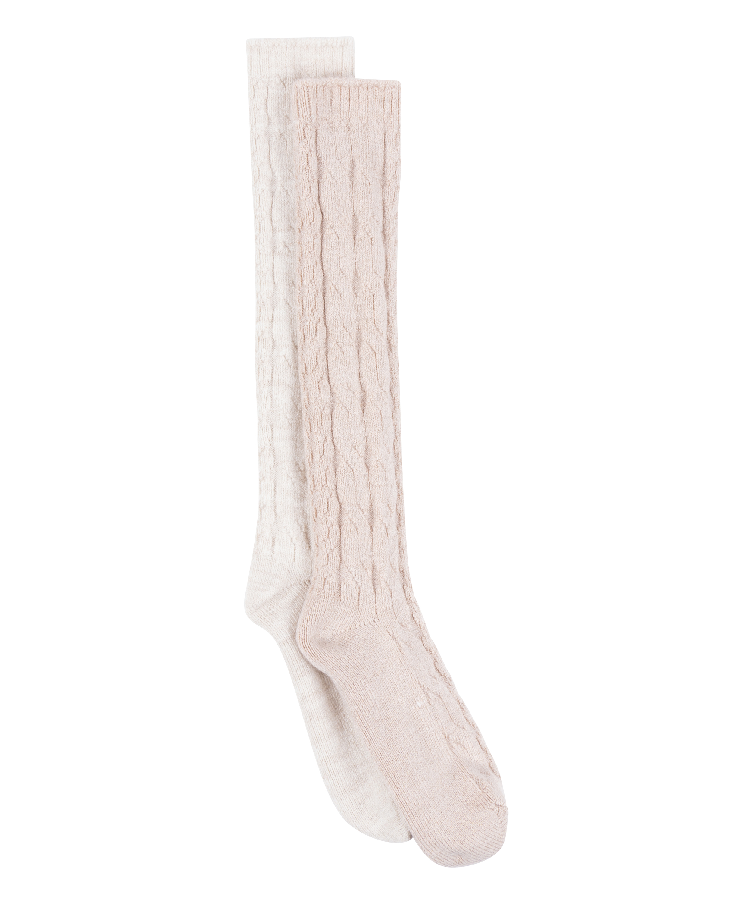 2 Pair Long Socks, Beige, main