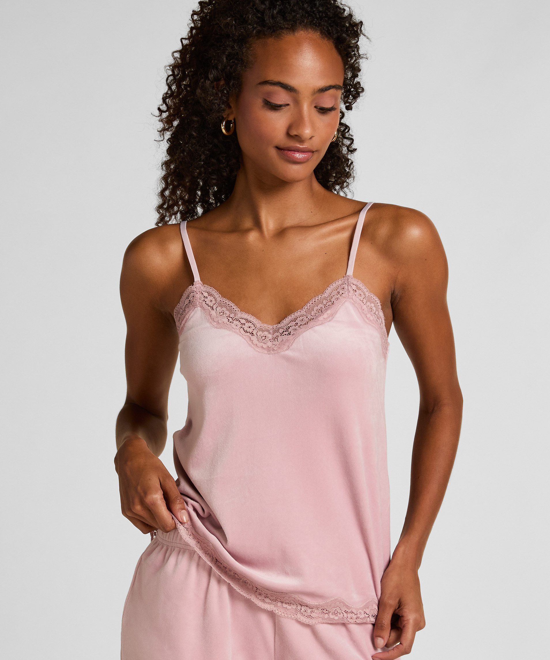 Velours Lace Cami Top, Purple, main