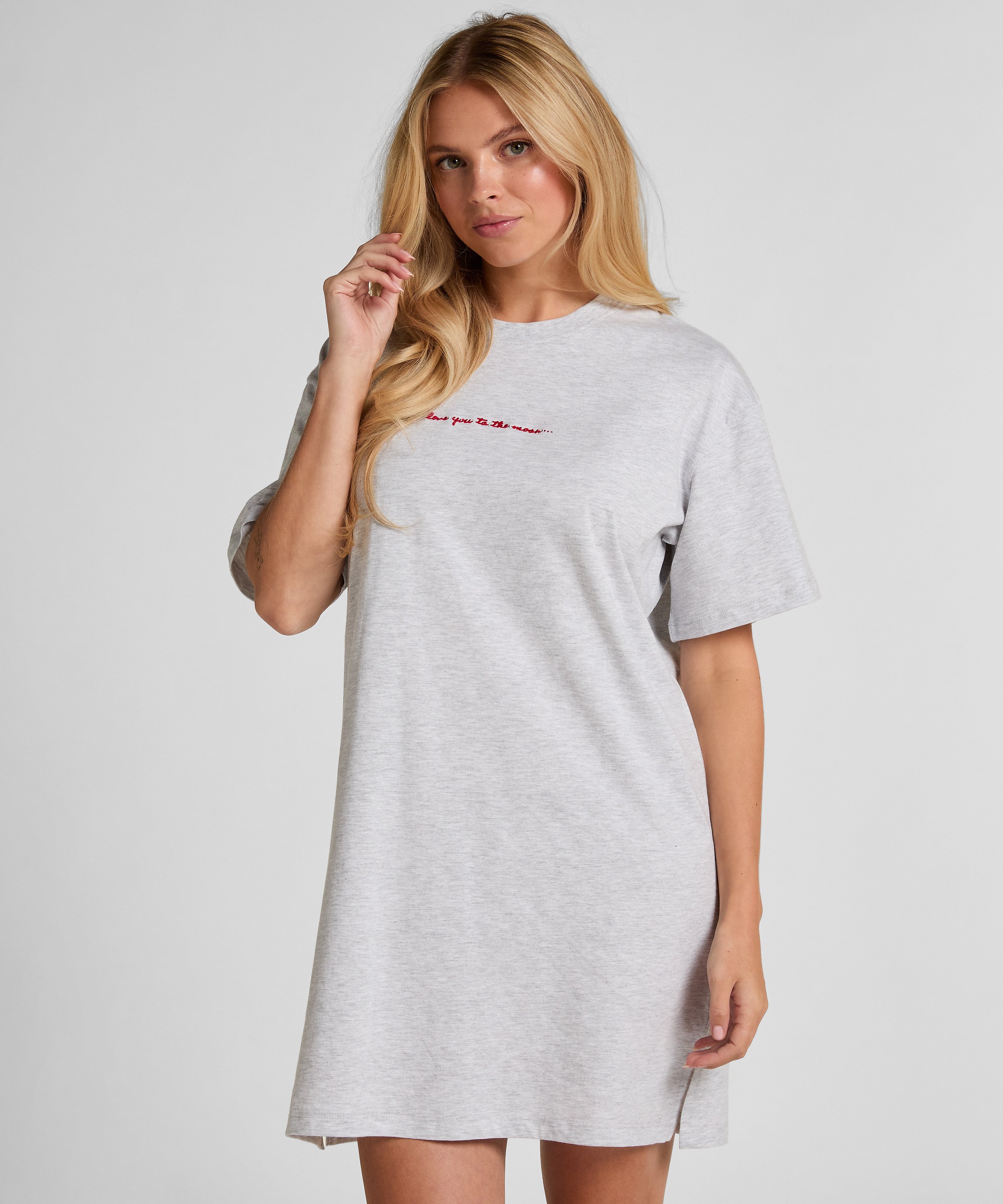 Round Neck Nightshirt, Gray, main
