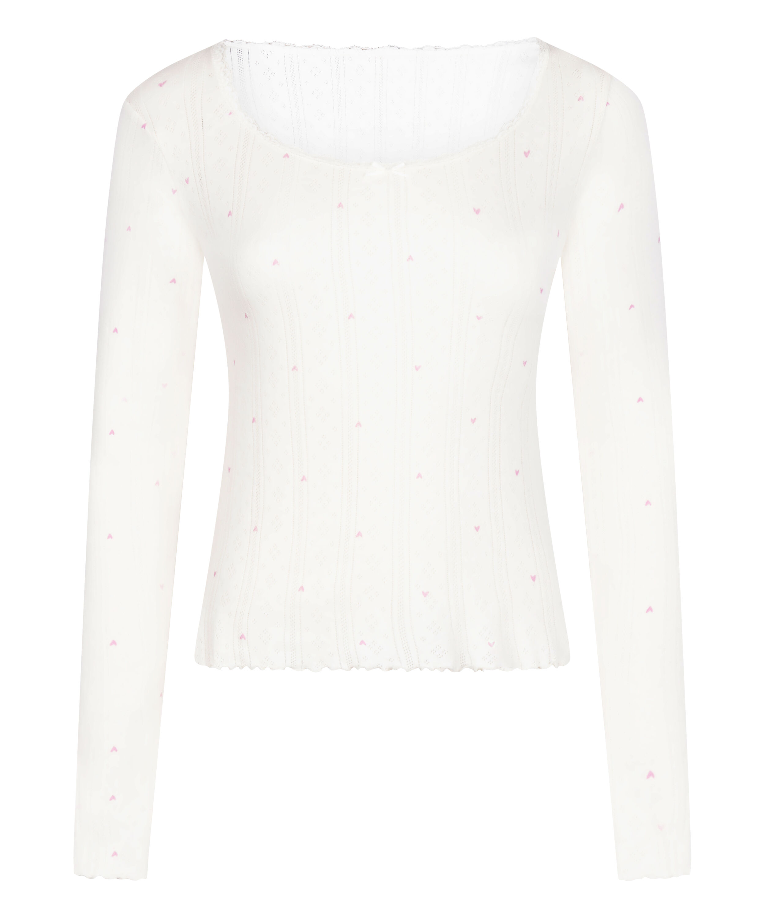 Pointelle Pyjama Top, White