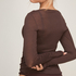 super soft Lace V-Neck shirt with Cashmere, Brown